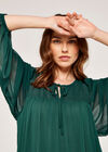 Crinkle Tiered Chiffon Dress, Green, large