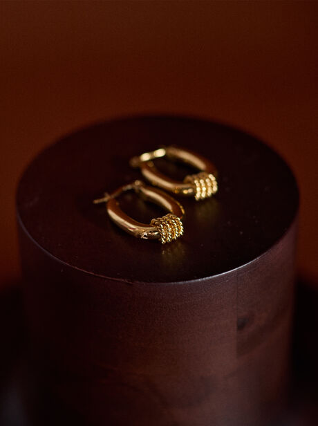 Gold Tone Oval Hoop Earrings
