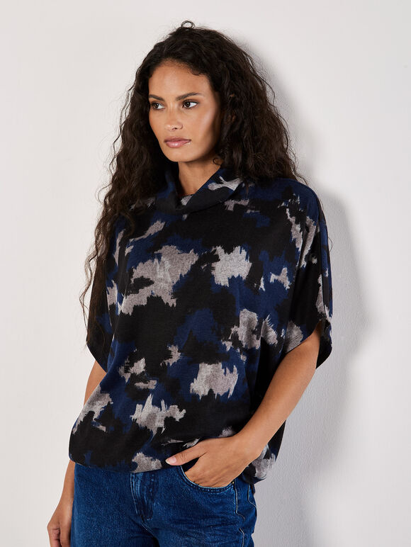 Paint Splash Soft-Touch Top, Navy, large