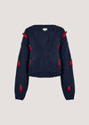 Chunky Knit Strawberry Cardigan, Navy, large