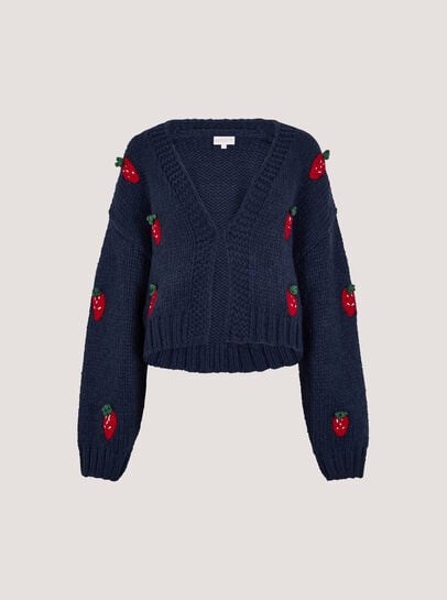Chunky Knit Strawberry Cardigan