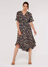 Floral Knot Midi Dress, Navy, large