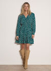 Irregular Spot Crepe Mini Dress, Teal, large