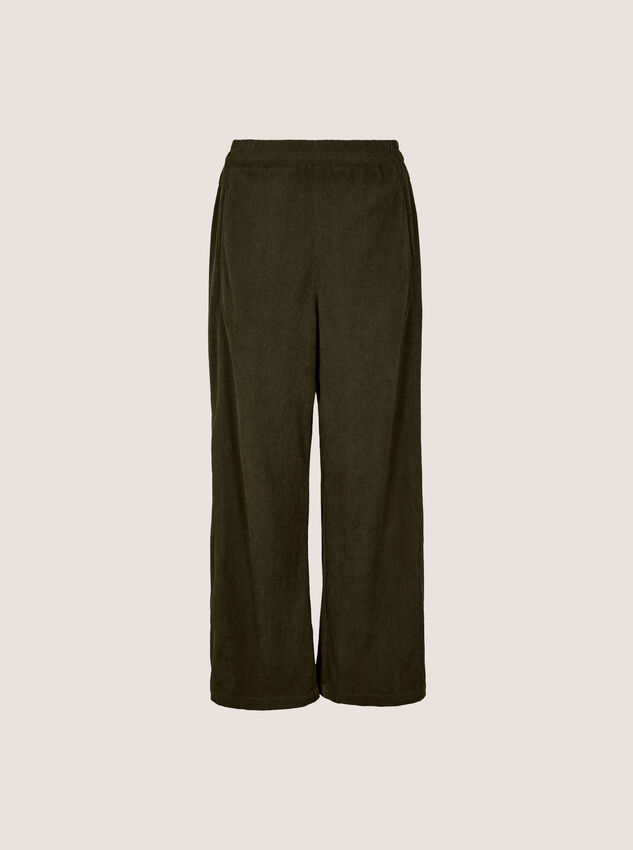 Cord Wide-Leg Trousers, Khaki, large