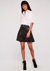 Croc Print Foiled Flare Skirt, Black, large