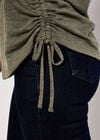 Textured Jersey Side Ruched T-Shirt, Khaki, large