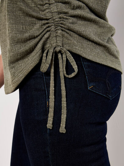 Textured Jersey Side Ruched T-Shirt