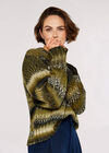Chunky Knit Tonal Stripe Jumper, Green, large