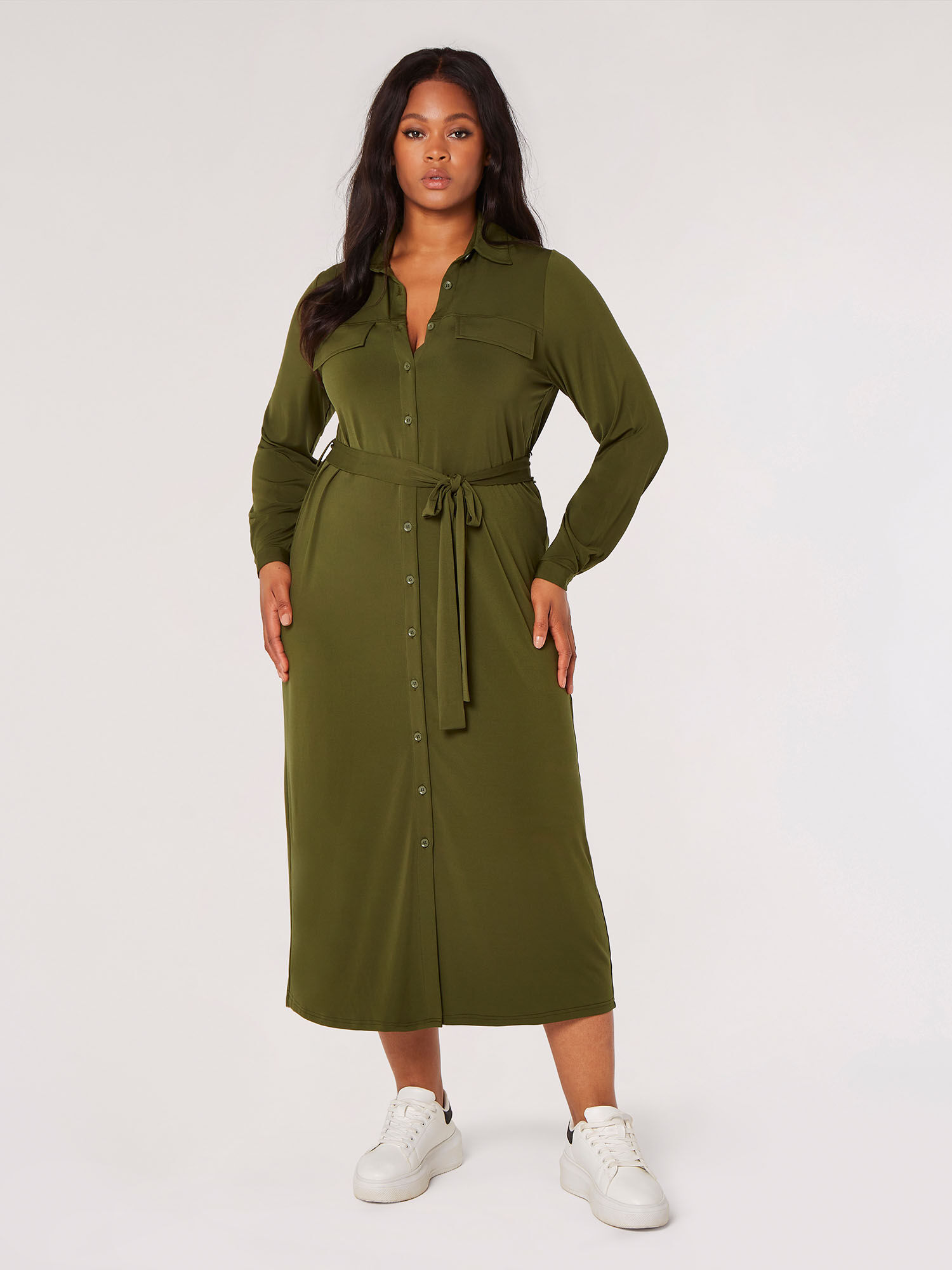 Khaki long sales shirt dress