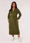 Curve Jersey Shirt Midi Dress, Khaki, large