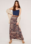 Patchwork Belted Skirt, Navy, large