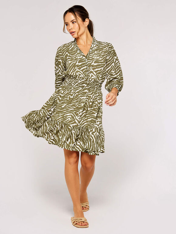 Zebra Mini Dress, Khaki, large