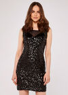 Sweetheart Sequin Dress, Black, large