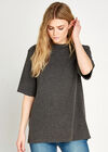Entwined Lines Rib Mock Neck Top, Grey, large