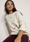 Embroidered Heart Jumper, Cream, large