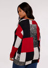 Curve Colourblock Oversized Top, Red, large