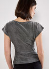 Sparkle Side Ruched Jersey Top, Silver, large