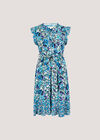 Ditsy Floral Ruffle Mini Dress, Blue, large