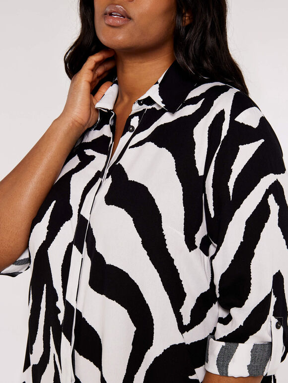 Curve Zebra Oversized Dress, White, large
