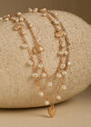 Pearl Charm and Heart Multi-Layered Necklace, Gold, large