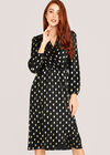Metallic Gold Spot Midi Dress, Black, large