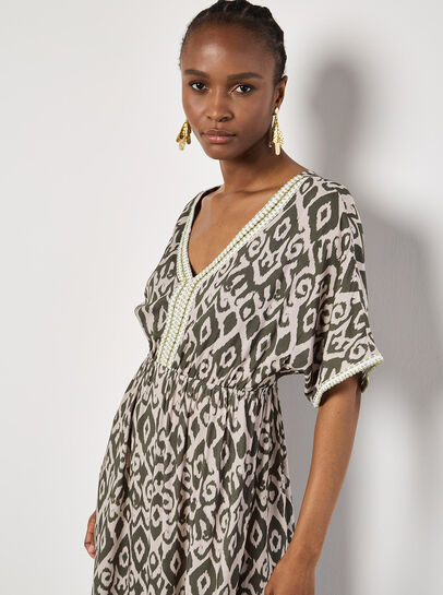 Ikat Swirl Shimmer Maxi Dress