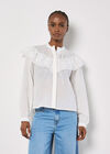 Embroidered Ruffle Shirt, White, large