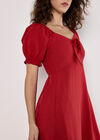 Tie Detail Milkmaid Midaxi Dress, Red, large