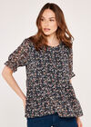  Floral Ruffle Tiered Top, Navy, large