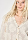 Embroidered Daisies Lace Blouse, Stone, large