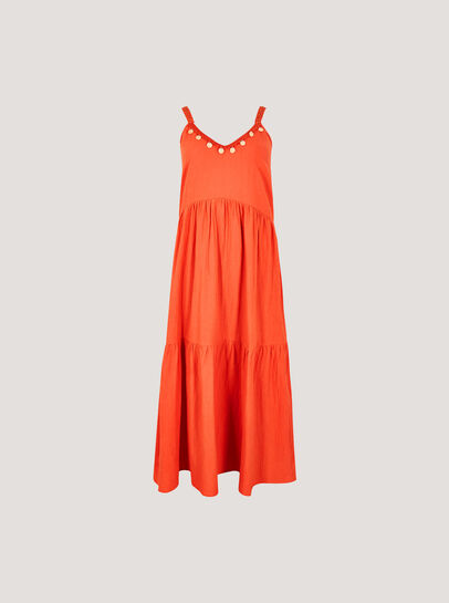 Bead Embellished Cotton Midaxi Dress
