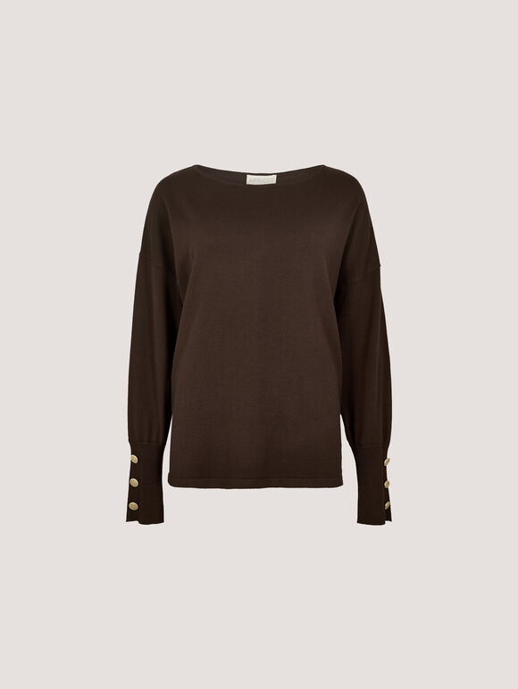Soft Jersey Knit Top, Brown, large