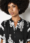 Baroque Print Shirt Mini Dress, Black, large