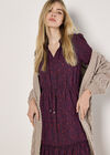 Mosaic Print Chiffon Maxi Dress, Burgundy, large