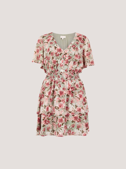 Watercolour Floral Chiffon Mini Dress