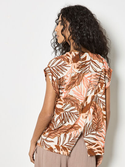 Tropical Leaf Woven T-Shirt