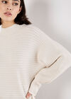 Twisted Cable Knit Batwing Jumper, Stone, large