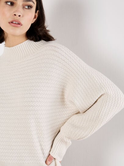 Twisted Cable Knit Batwing Jumper