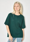 Waffle Knit Batwing Top, Green, large