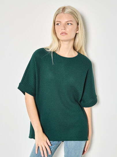 Waffle Knit Batwing Top