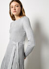 Belted Pleated Dress, Light Grey / Silver, large