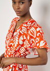 Floral Paisley Wrap Mini Dress, Orange, large