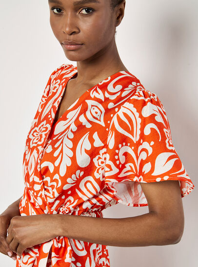 Floral Paisley Wrap Mini Dress