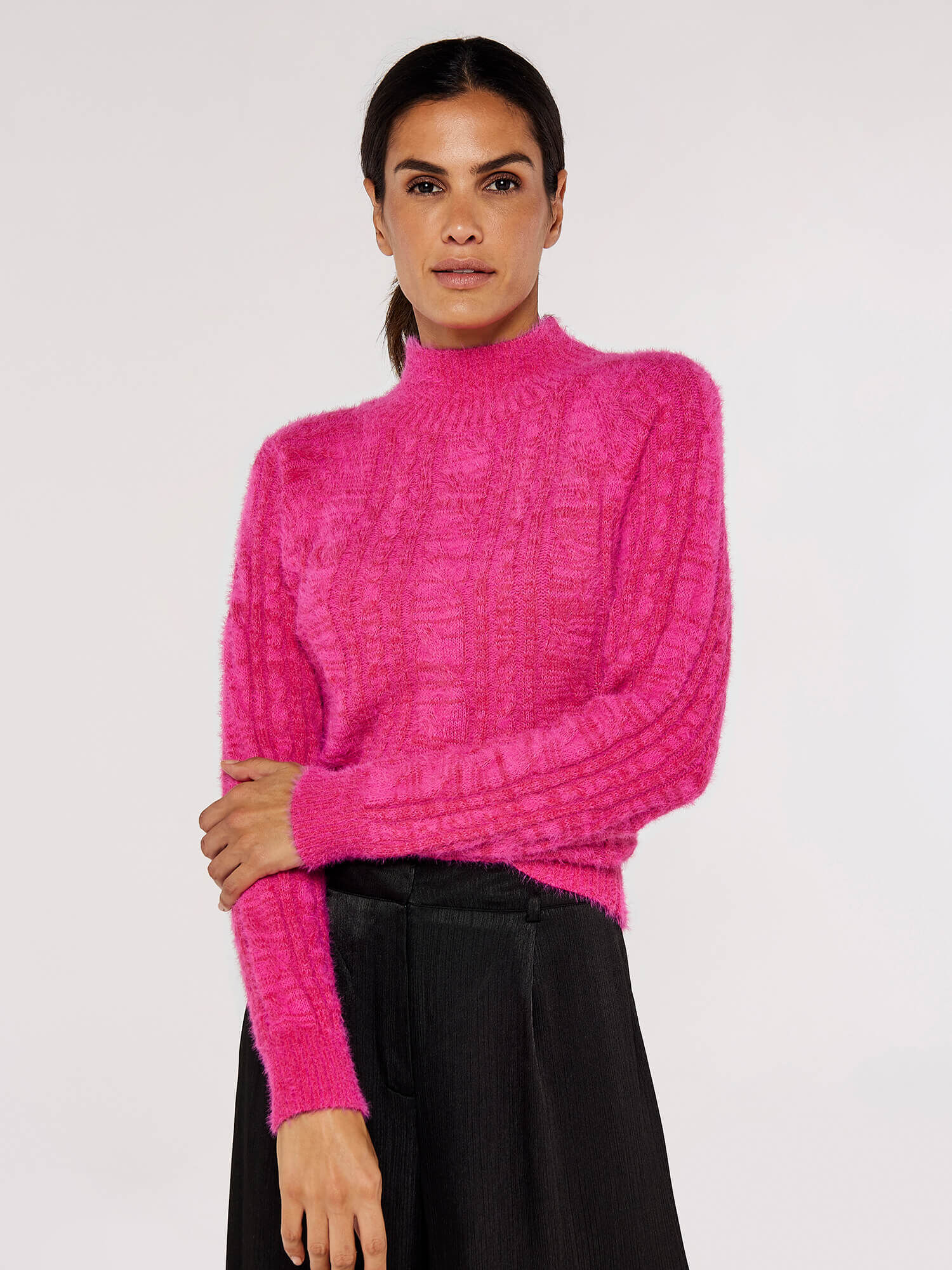 Aran Fuzzy Jumper Apricot Clothing