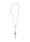 Gold Dangle Chain Oval Long Necklace, Gold, large