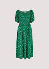Floral Puff Sleeve Dress, Green, large