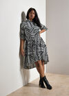 Curve Geo Lines Shirt Midi Dress, White, large