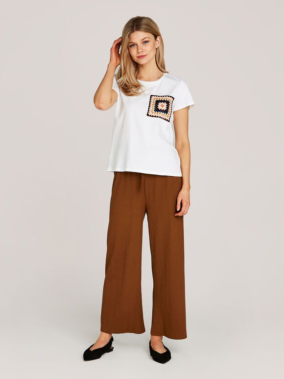 Tie Waist Elasticated Culottes, Rust, large
