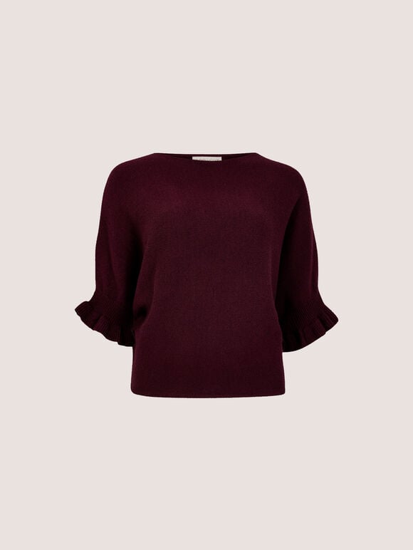 Soft Knit Batwing Top, Burgundy, large
