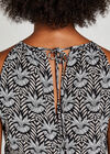 Black Leaf Ruffle Hem Midi Dress, Black, large